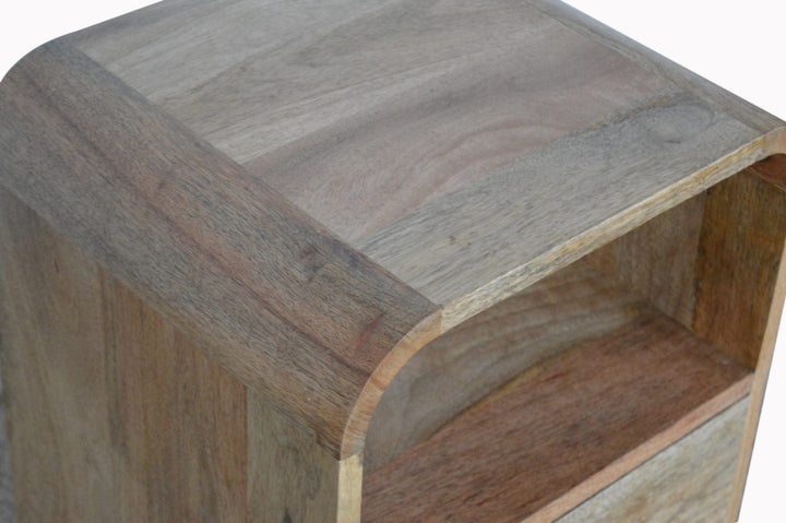 London Nightstand - Solid Mango Wood Bedside Table for Bedroom - product view 5 showing handcrafted solid mango wood...