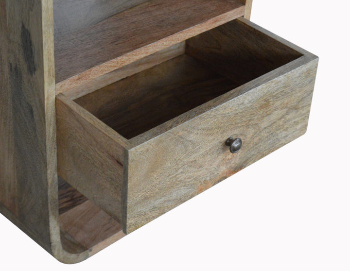 London Nightstand - Solid Mango Wood Bedside Table for Bedroom - product view 3 showing handcrafted solid mango wood...