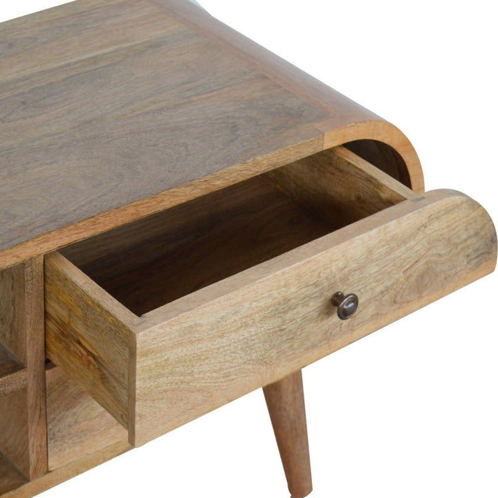 Mid-Century Modern London TV Stand - Solid Mango Wood Entertainment Center for Living Room - product view 3 showing...