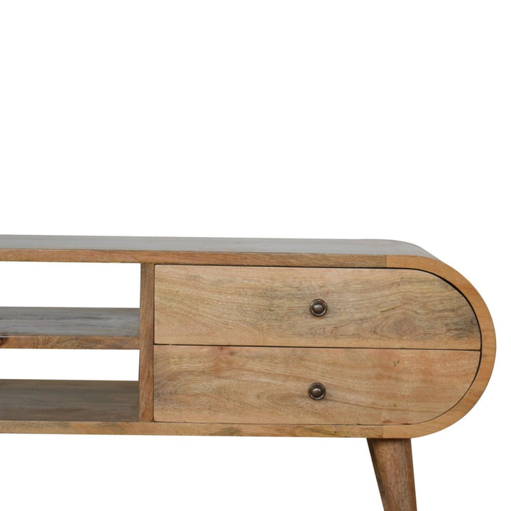 Mid-Century Modern London TV Stand - Solid Mango Wood Entertainment Center for Living Room - product view 2 showing...
