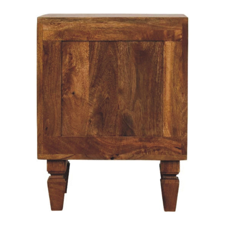 Louvre Nightstand - Solid Mango Wood Bedside Table for Bedroom - product view 9 showing handcrafted solid mango wood...