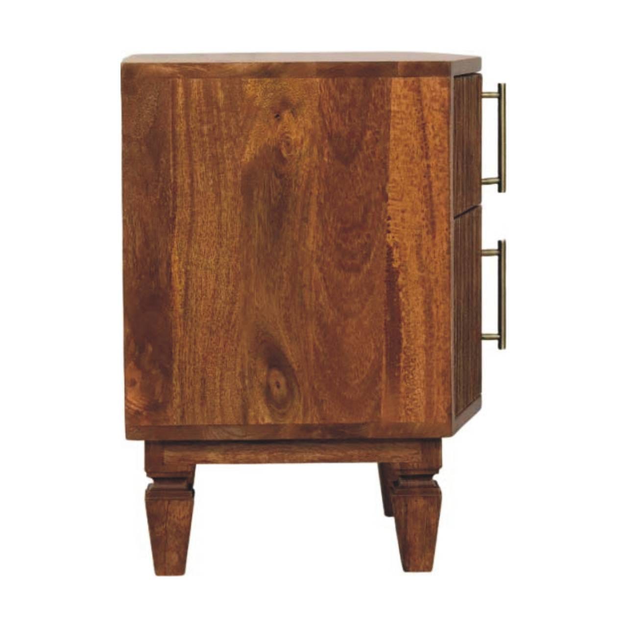 Louvre Nightstand - Solid Mango Wood Bedside Table for Bedroom - product view 8 showing handcrafted solid mango wood...