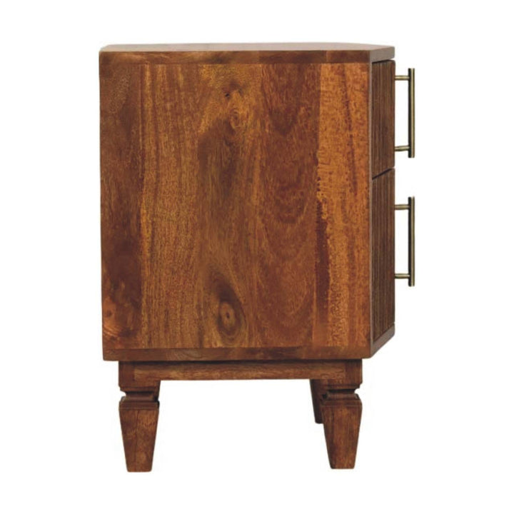 Louvre Nightstand - Solid Mango Wood Bedside Table for Bedroom - product view 8 showing handcrafted solid mango wood...