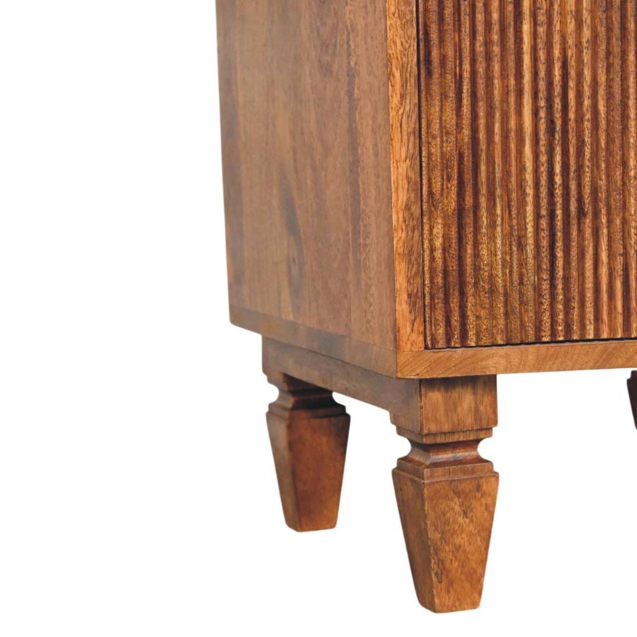 Louvre Nightstand - Solid Mango Wood Bedside Table for Bedroom - product view 7 showing handcrafted solid mango wood...