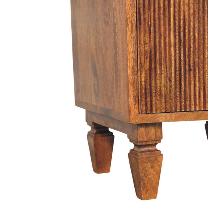 Louvre Nightstand - Solid Mango Wood Bedside Table for Bedroom - product view 7 showing handcrafted solid mango wood...