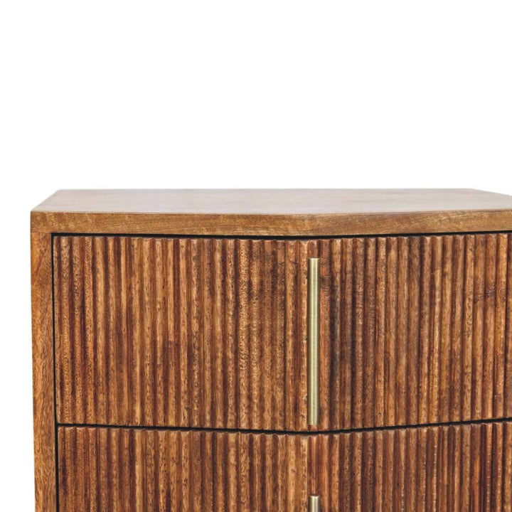 Louvre Nightstand - Solid Mango Wood Bedside Table for Bedroom - product view 4 showing handcrafted solid mango wood...