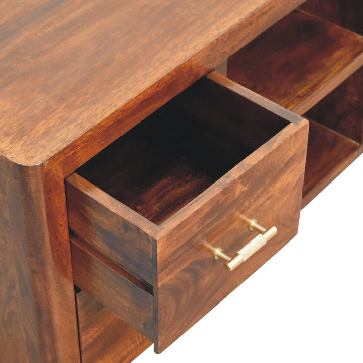 Mid-Century Modern Luca TV Stand - Solid Mango Wood Entertainment Center for Living Room - product view 8 showing...