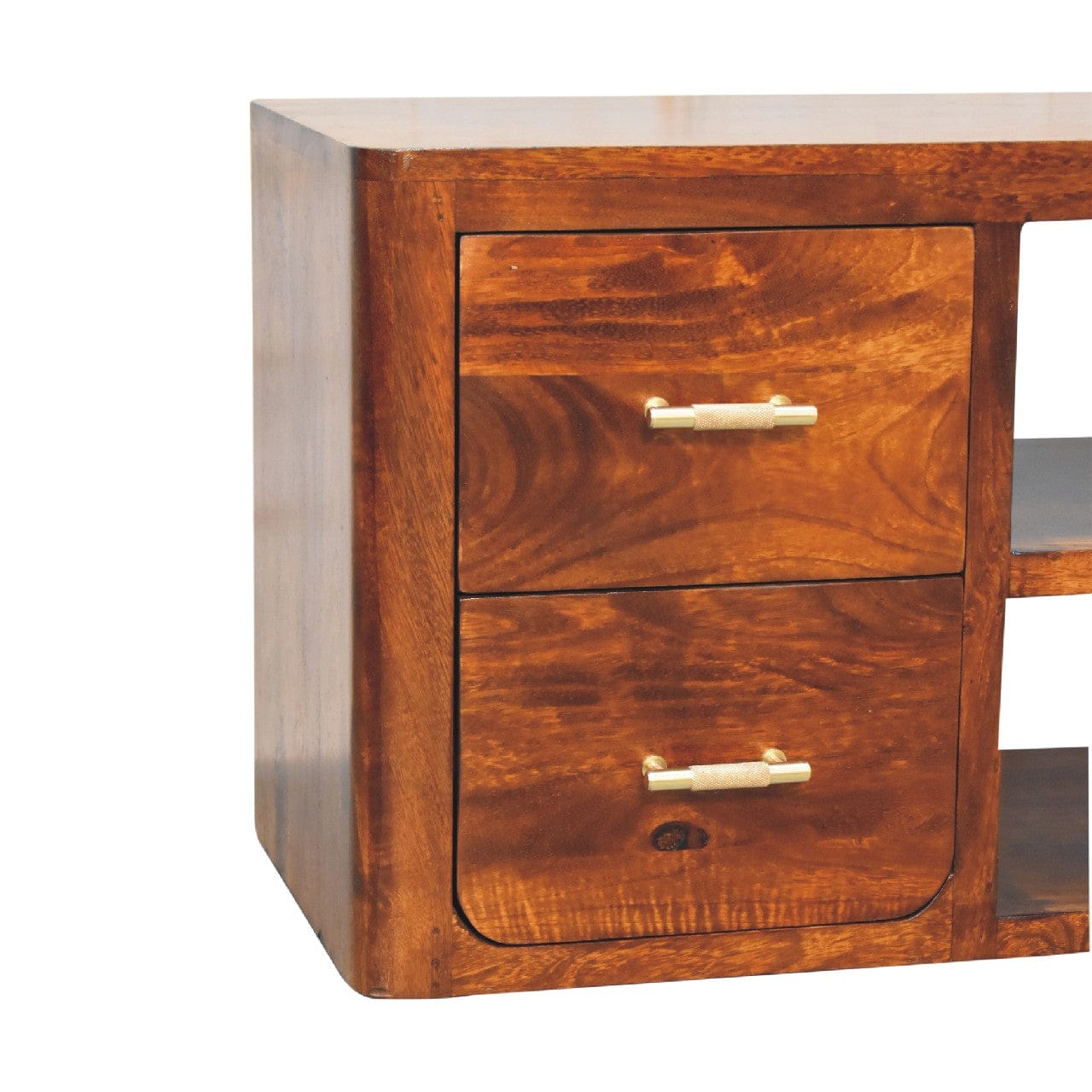 Mid-Century Modern Luca TV Stand - Solid Mango Wood Entertainment Center for Living Room - product view 6 showing...
