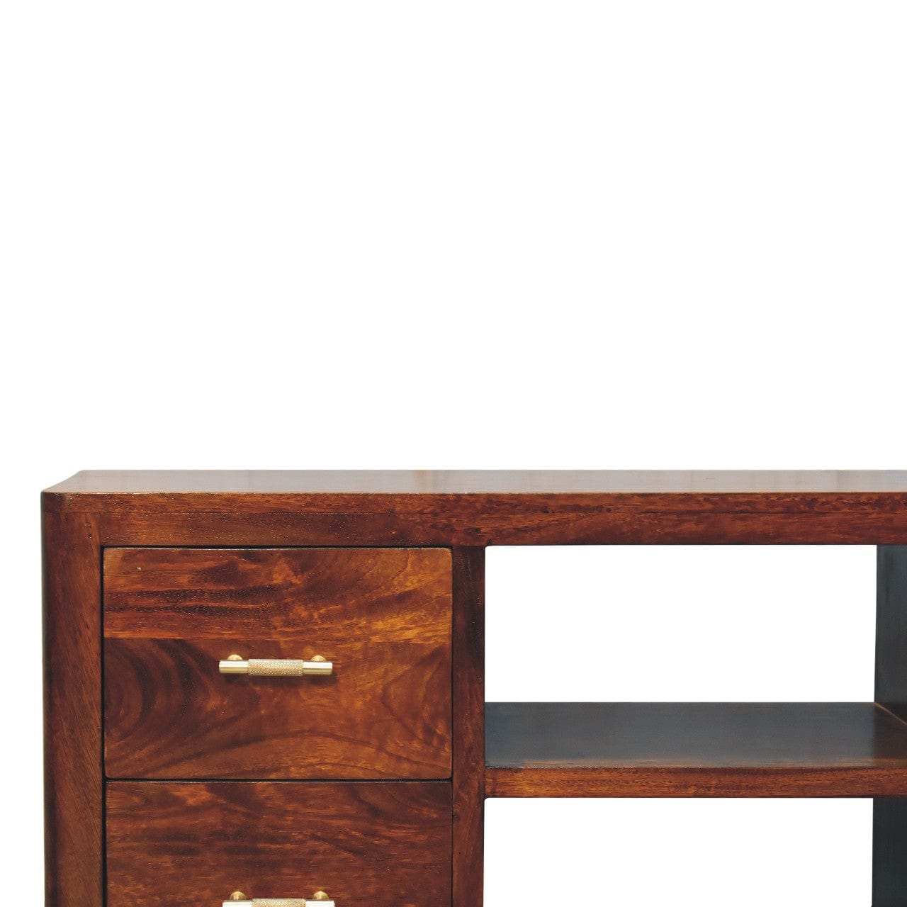 Mid-Century Modern Luca TV Stand - Solid Mango Wood Entertainment Center for Living Room - product view 5 showing...