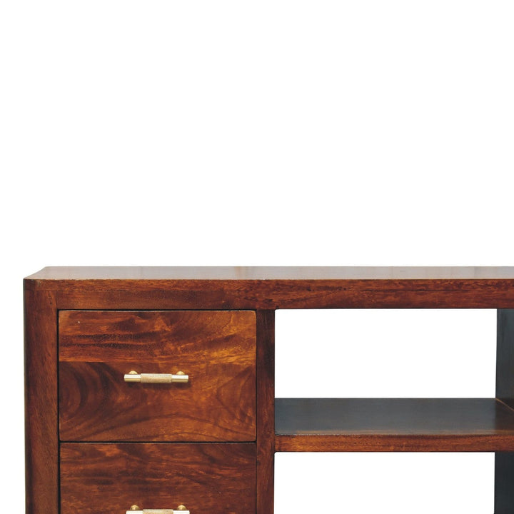 Mid-Century Modern Luca TV Stand - Solid Mango Wood Entertainment Center for Living Room - product view 5 showing...