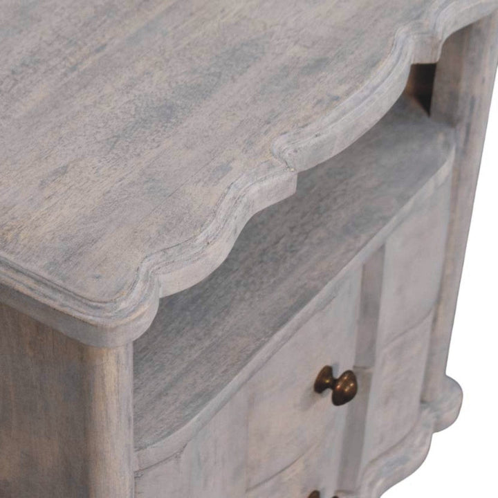 Lucia Nightstand - Solid Mango Wood Bedside Table for Bedroom - product view 7 showing handcrafted solid mango wood...