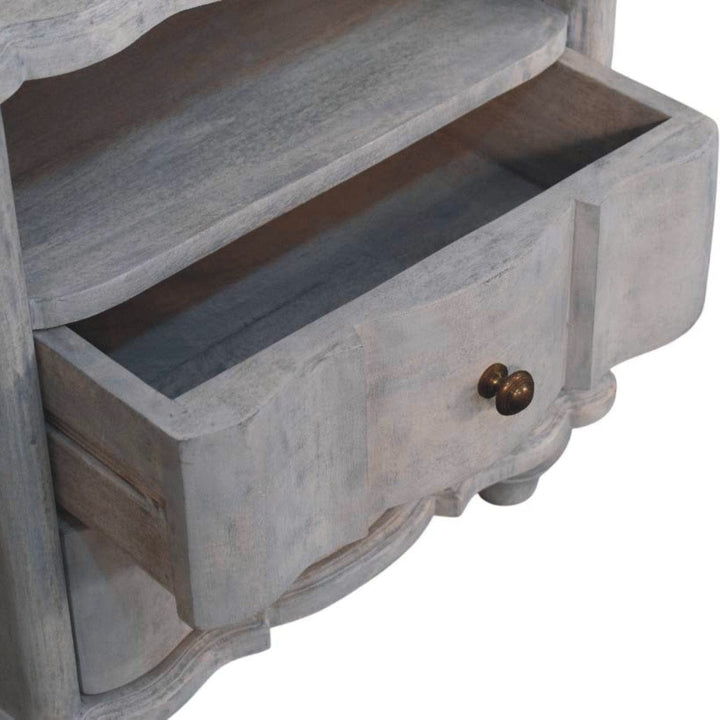 Lucia Nightstand - Solid Mango Wood Bedside Table for Bedroom - product view 6 showing handcrafted solid mango wood...