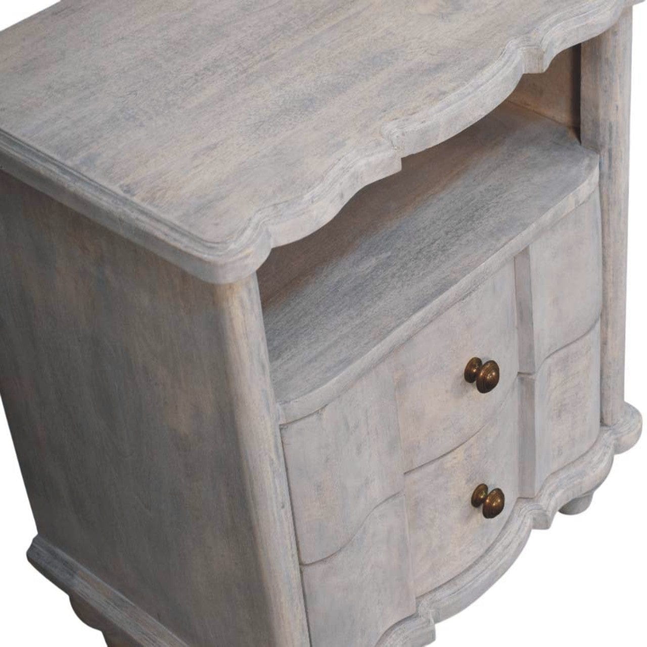 Lucia Nightstand - Solid Mango Wood Bedside Table for Bedroom - product view 5 showing handcrafted solid mango wood...