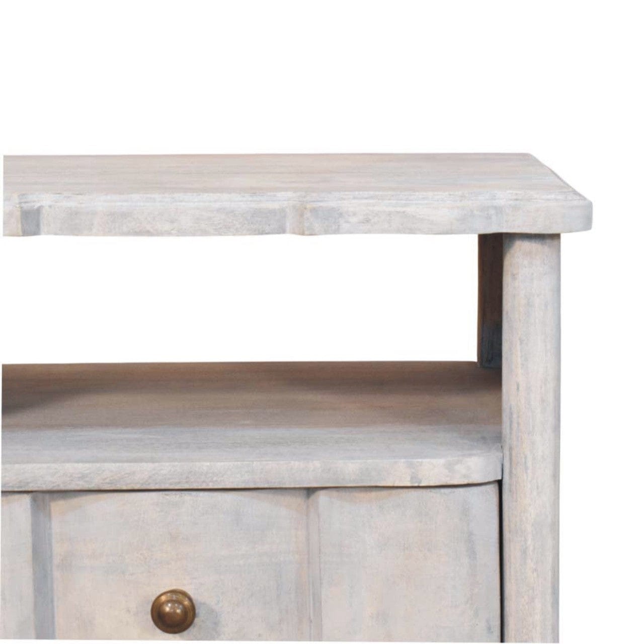 Lucia Nightstand - Solid Mango Wood Bedside Table for Bedroom - product view 4 showing handcrafted solid mango wood...