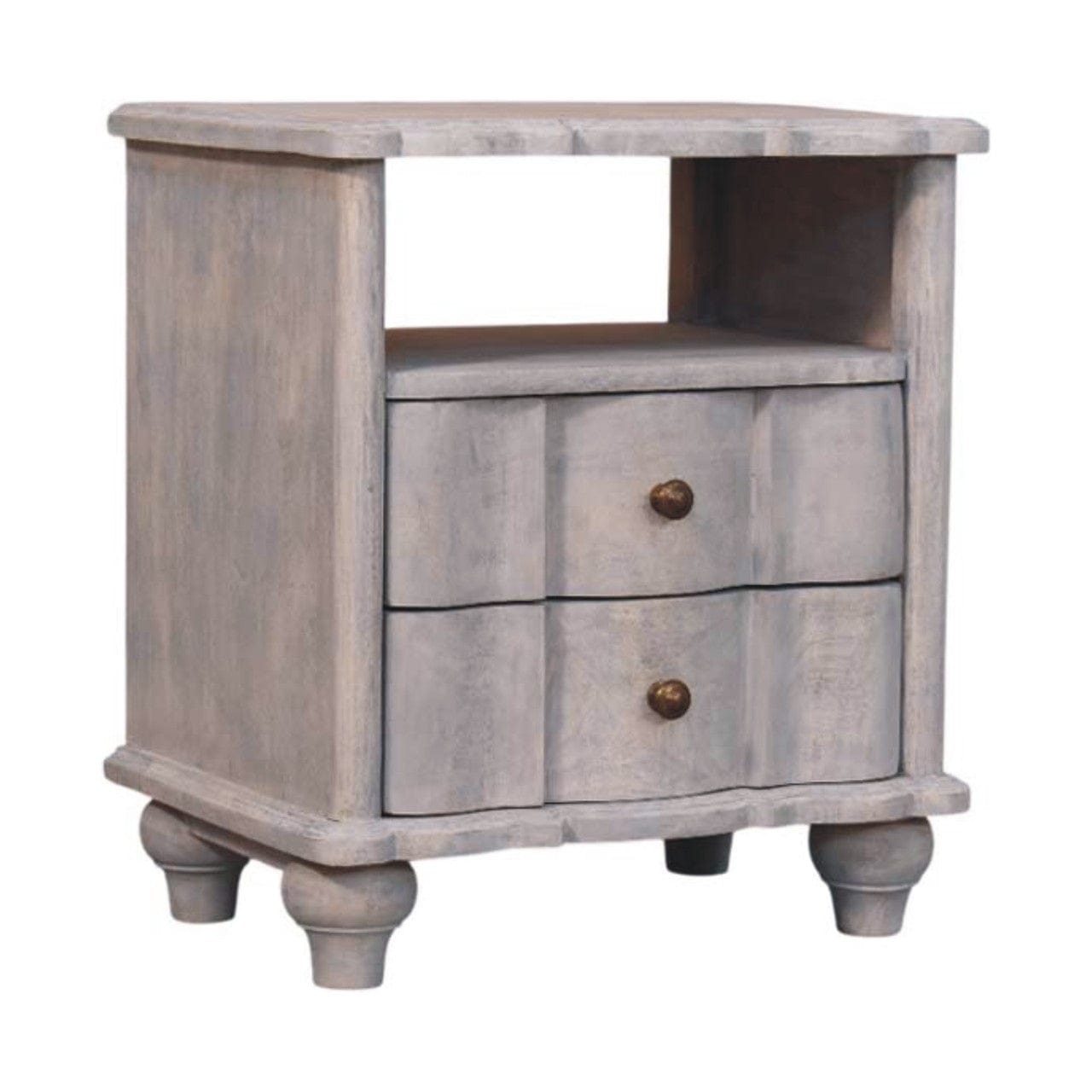 Lucia Nightstand - Solid Mango Wood Bedside Table for Bedroom - product view 3 showing handcrafted solid mango wood...