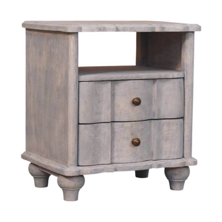Lucia Nightstand - Solid Mango Wood Bedside Table for Bedroom - product view 3 showing handcrafted solid mango wood...