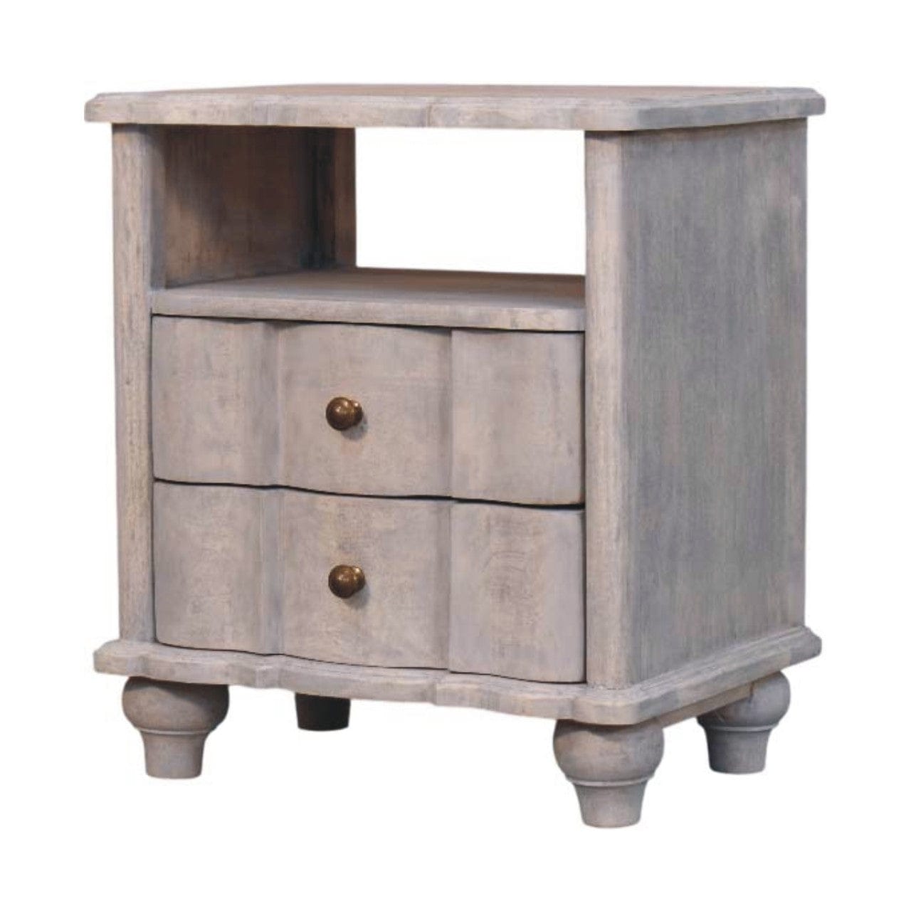 Lucia Nightstand - Solid Mango Wood Bedside Table for Bedroom - product view 2 showing handcrafted solid mango wood...