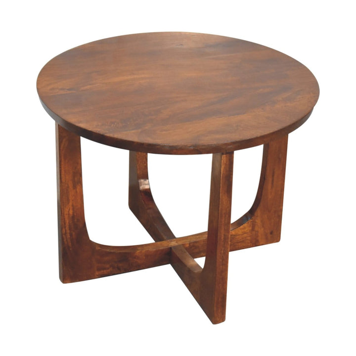 Mid-Century Modern Lulu End Table - Solid Mango Wood Side Table for Living Room - product view 4 showing handcrafted...