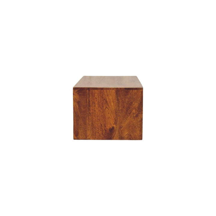 Mid-Century Modern Lunar Chestnut Wall Mounted TV Stand - Solid Mango Wood Floating Media Unit - product view 8 showing...