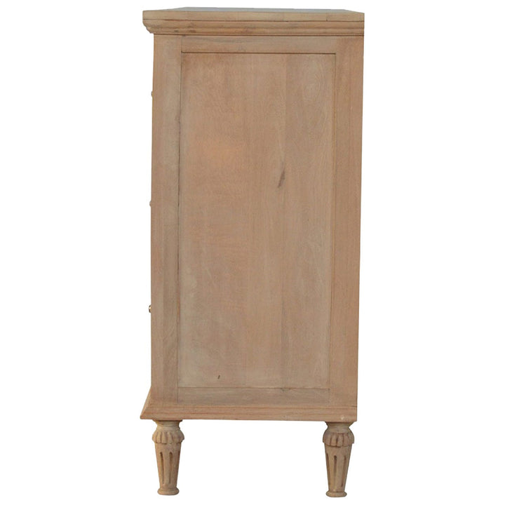 Mid-Century Modern Mango Wood Dresser - Solid Mango Wood Storage Chest for Bedroom - product view 6 showing handcrafted...