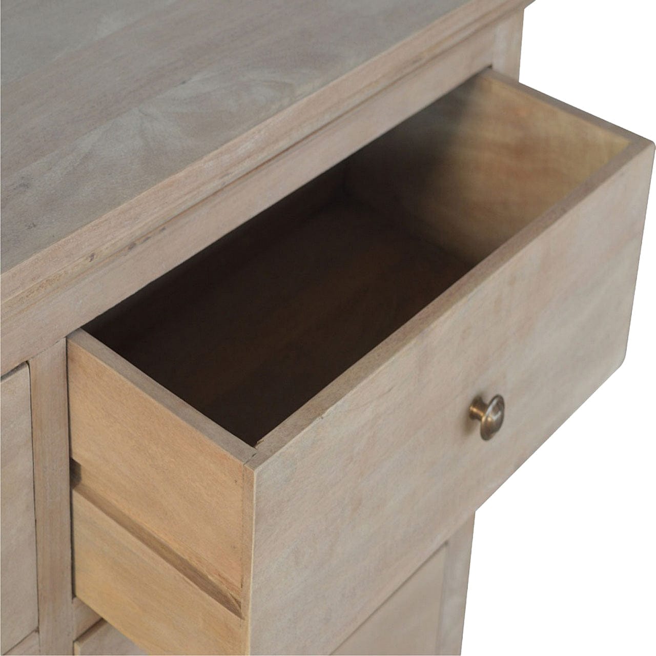 Mid-Century Modern Mango Wood Dresser - Solid Mango Wood Storage Chest for Bedroom - product view 4 showing handcrafted...