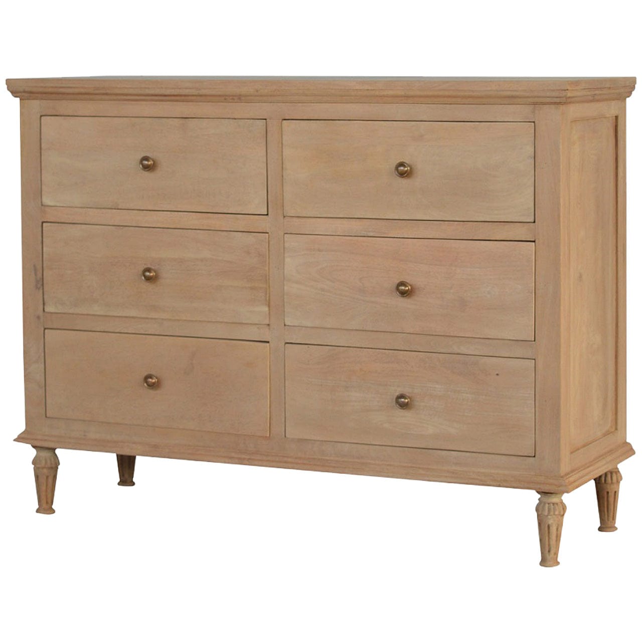 Mid-Century Modern Mango Wood Dresser - Solid Mango Wood Storage Chest for Bedroom - product view 2 showing handcrafted...