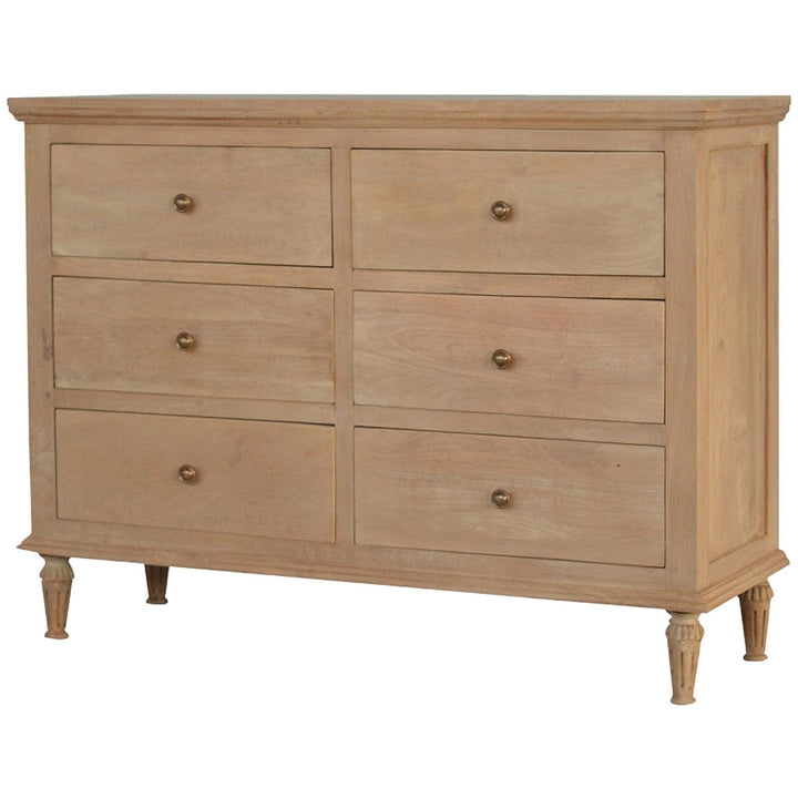 Mid-Century Modern Mango Wood Dresser - Solid Mango Wood Storage Chest for Bedroom - product view 2 showing handcrafted...