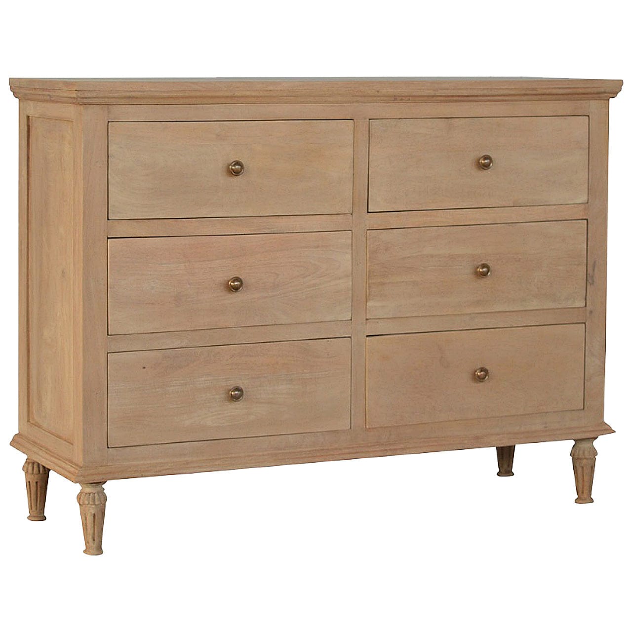 Mid-Century Modern Mango Wood Dresser - Solid Mango Wood Storage Chest for Bedroom - main view showing handcrafted solid...