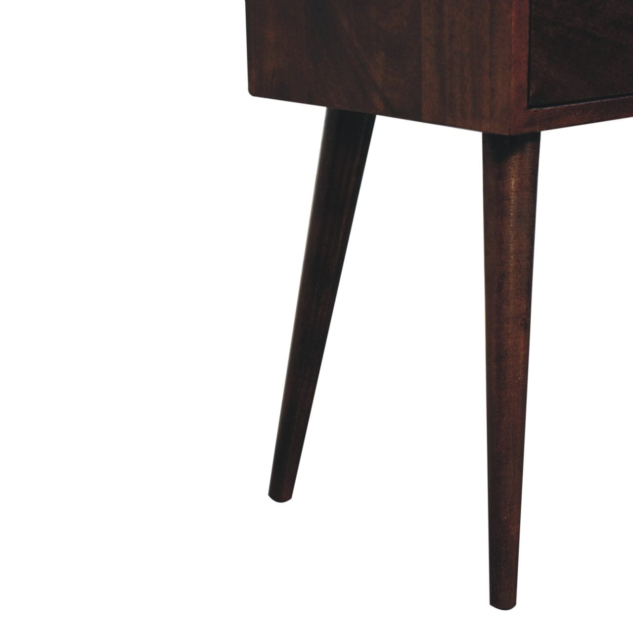Mid-Century Modern Mini 2 Drawer California Walnut Nightstand - Solid Mango Wood Bedside Table for Bedroom - product view...