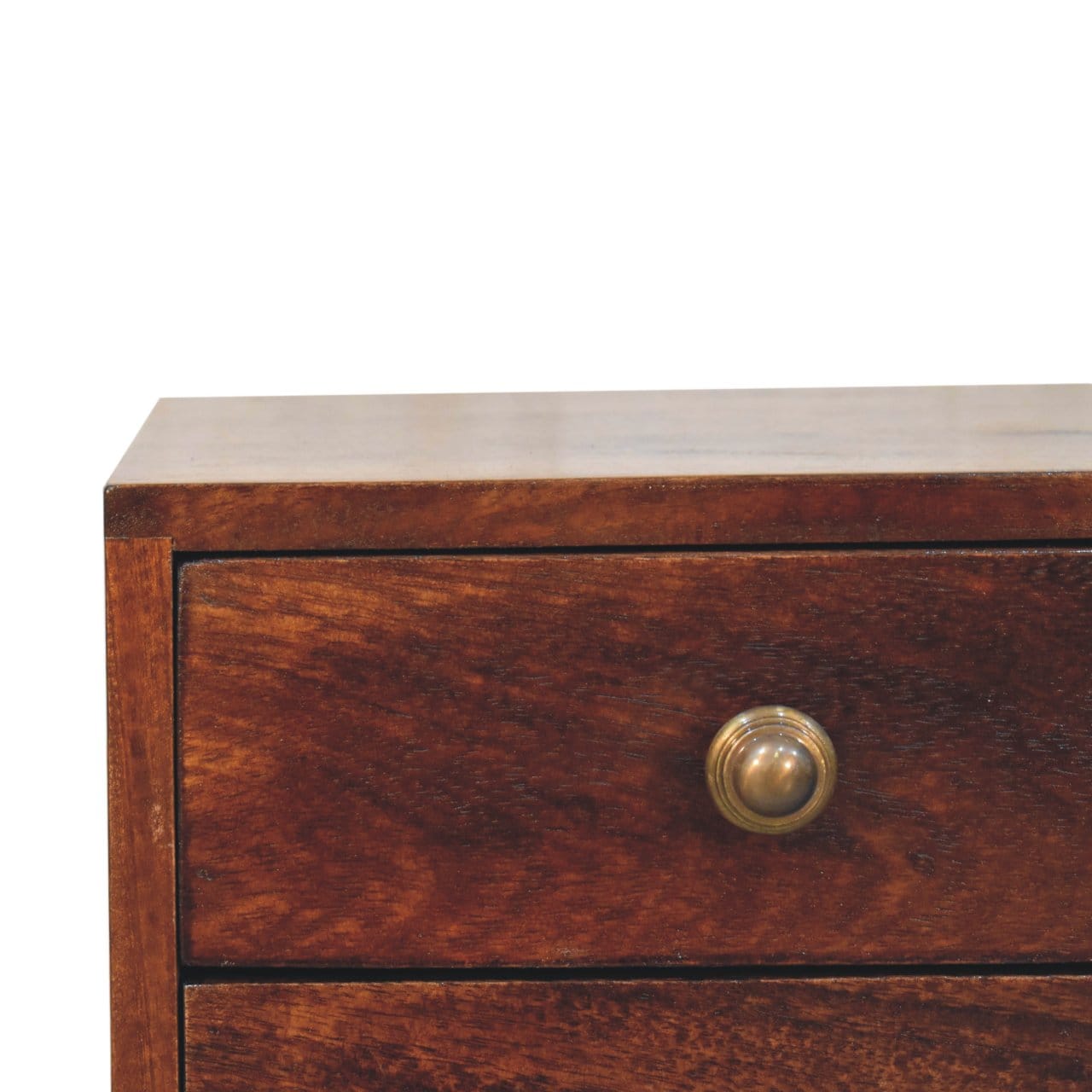 Mid-Century Modern Mini 2 Drawer California Walnut Nightstand - Solid Mango Wood Bedside Table for Bedroom - product view...
