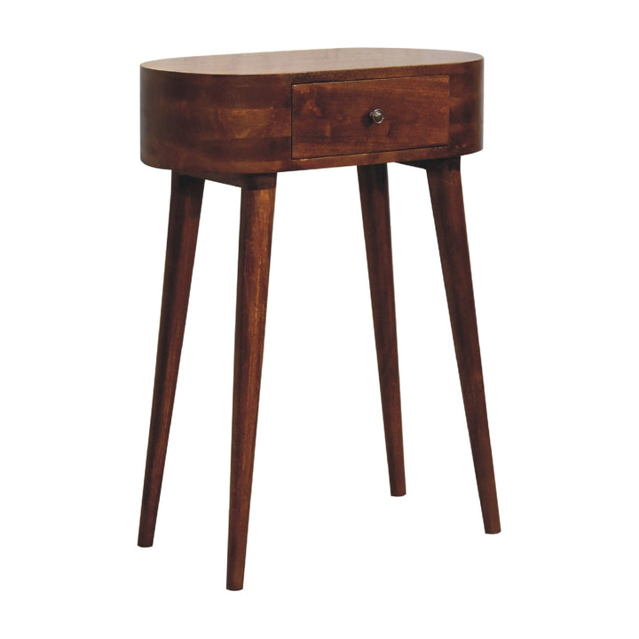 Mid-Century Modern Mini Albion Chestnut Console - Entryway & Hallway Table in Solid Mango Wood - product view 4 showing...