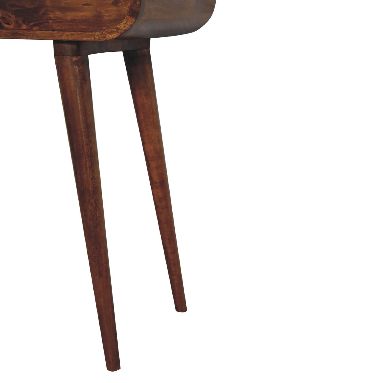 Mid-Century Modern Mini Round Chestnut Fold Dressing Table - Solid Mango Wood Vanity Table for Bedroom - product view 9...