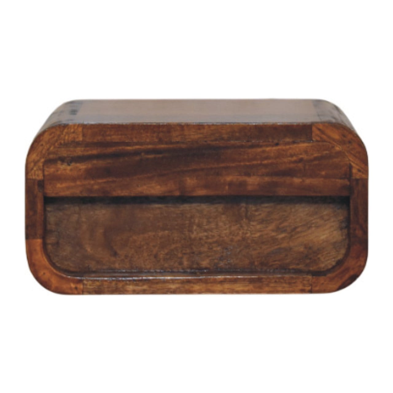 Mini Wall-Mounted Chestnut 1 Drawer Nightstand - Solid Mango Wood Bedside Table for Bedroom - product view 9 showing...