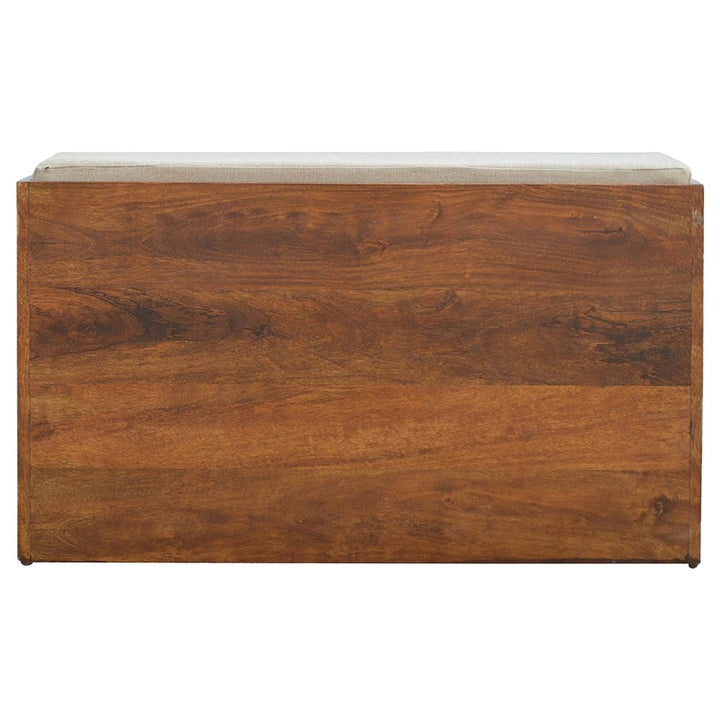 Rustic Mud Linen Shoe Bench - Solid Mango Wood Seating Furniture for Entryway - product view 8 showing handcrafted solid...