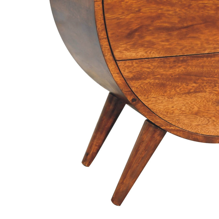 Mid-Century Modern Nightstand - Solid Mango Wood Bedside Table for Bedroom - product view 9 showing handcrafted solid...