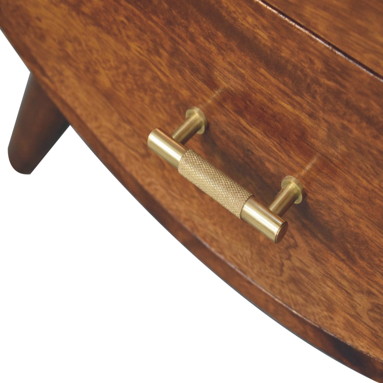 Mid-Century Modern Nightstand - Solid Mango Wood Bedside Table for Bedroom - product view 8 showing handcrafted solid...