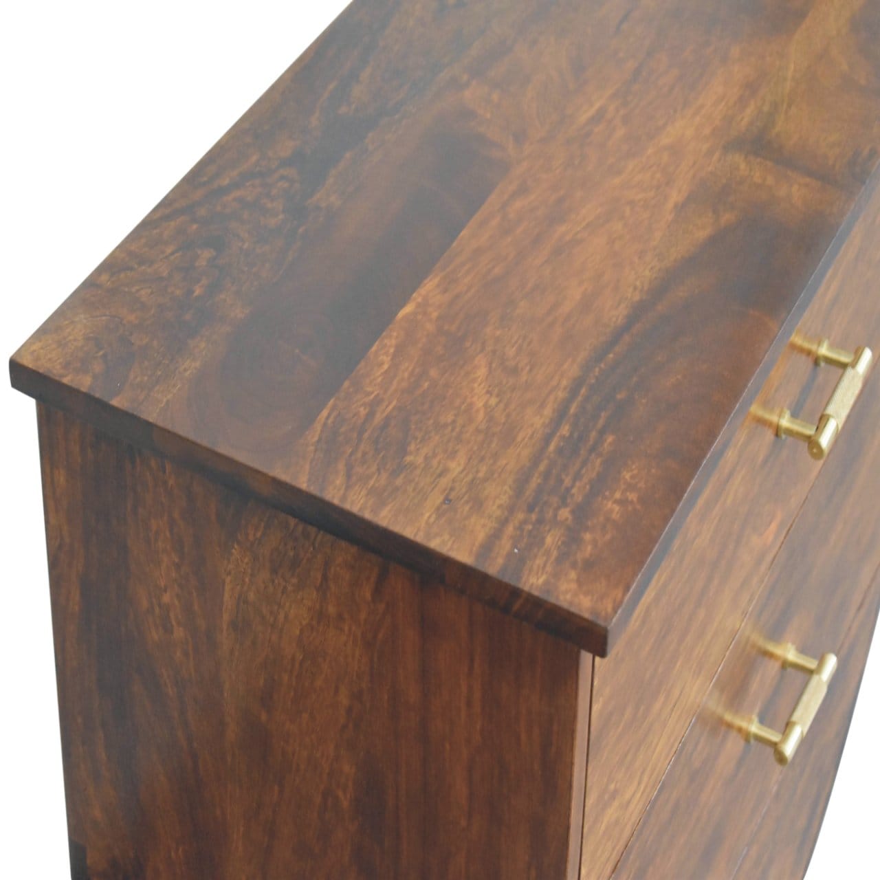 Mid-Century Modern Nightstand - Solid Mango Wood Bedside Table for Bedroom - product view 6 showing handcrafted solid...