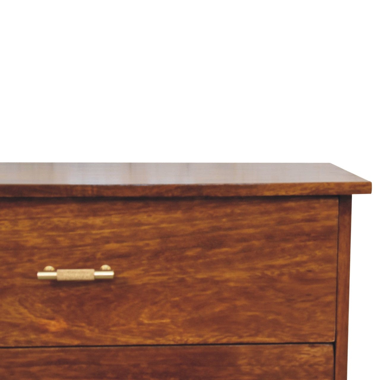 Mid-Century Modern Nightstand - Solid Mango Wood Bedside Table for Bedroom - product view 5 showing handcrafted solid...