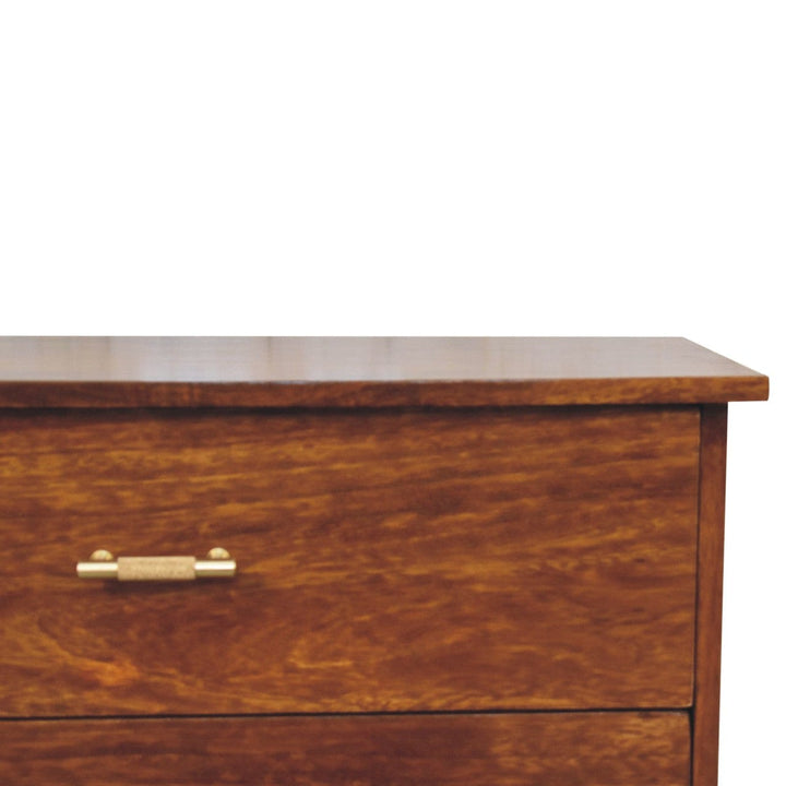 Mid-Century Modern Nightstand - Solid Mango Wood Bedside Table for Bedroom - product view 5 showing handcrafted solid...