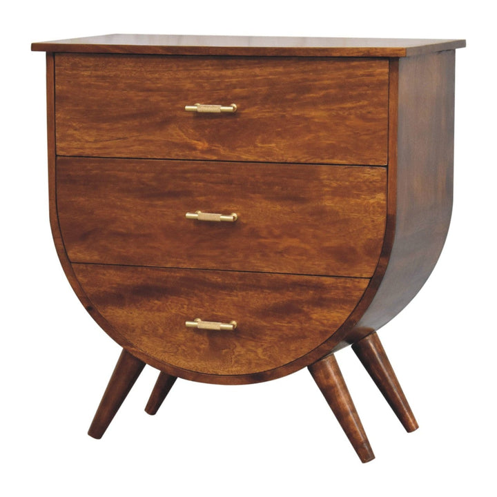 Mid-Century Modern Nightstand - Solid Mango Wood Bedside Table for Bedroom - product view 4 showing handcrafted solid...