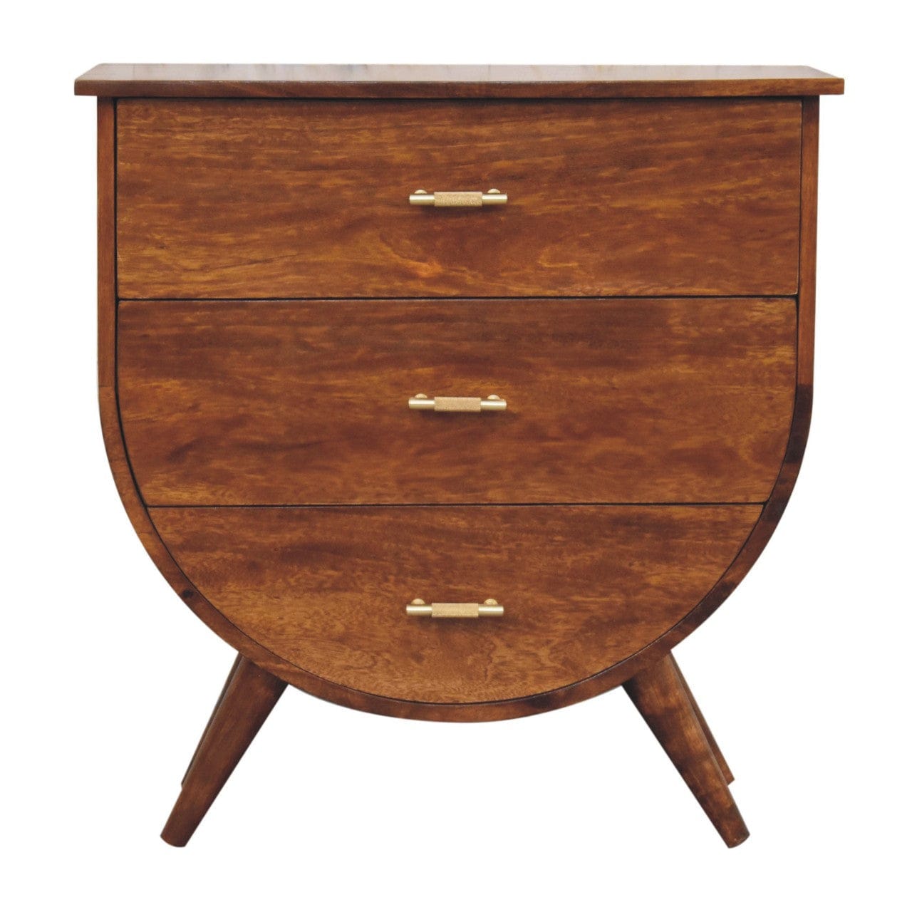 Mid-Century Modern Nightstand - Solid Mango Wood Bedside Table for Bedroom - product view 2 showing handcrafted solid...