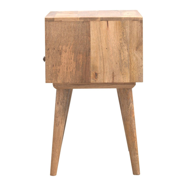 Mid-Century Modern Nightstand - Solid Mango Wood Bedside Table for Bedroom - product view 6 showing handcrafted solid...