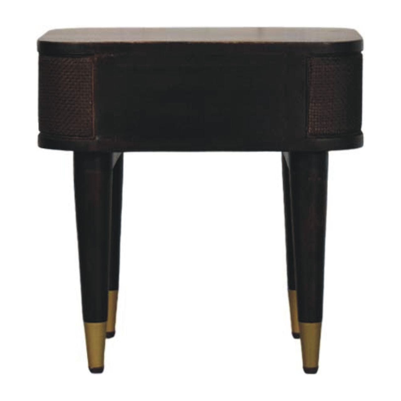 Mid-Century Modern Nightstand - Solid Mango Wood Bedside Table for Bedroom - product view 8 showing handcrafted solid...