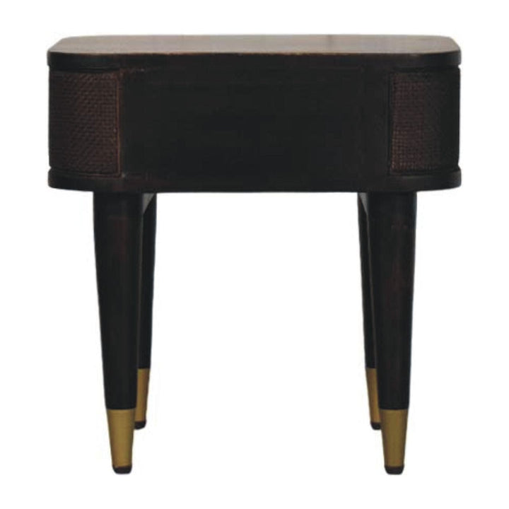 Mid-Century Modern Nightstand - Solid Mango Wood Bedside Table for Bedroom - product view 8 showing handcrafted solid...