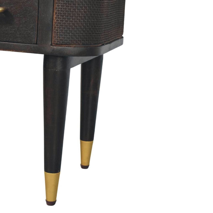 Mid-Century Modern Nightstand - Solid Mango Wood Bedside Table for Bedroom - product view 6 showing handcrafted solid...