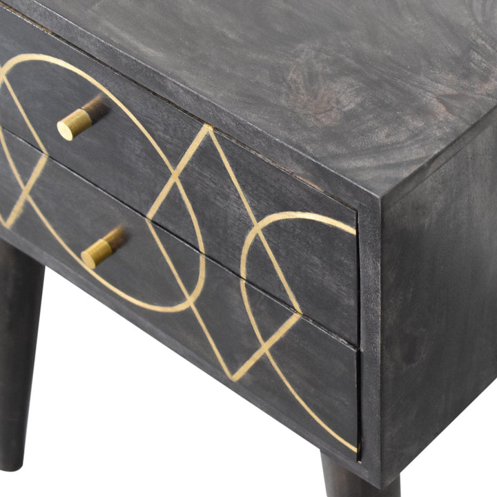 Mid-Century Modern Oslo Nightstand - Solid Mango Wood Bedside Table for Bedroom - product view 4 showing handcrafted...