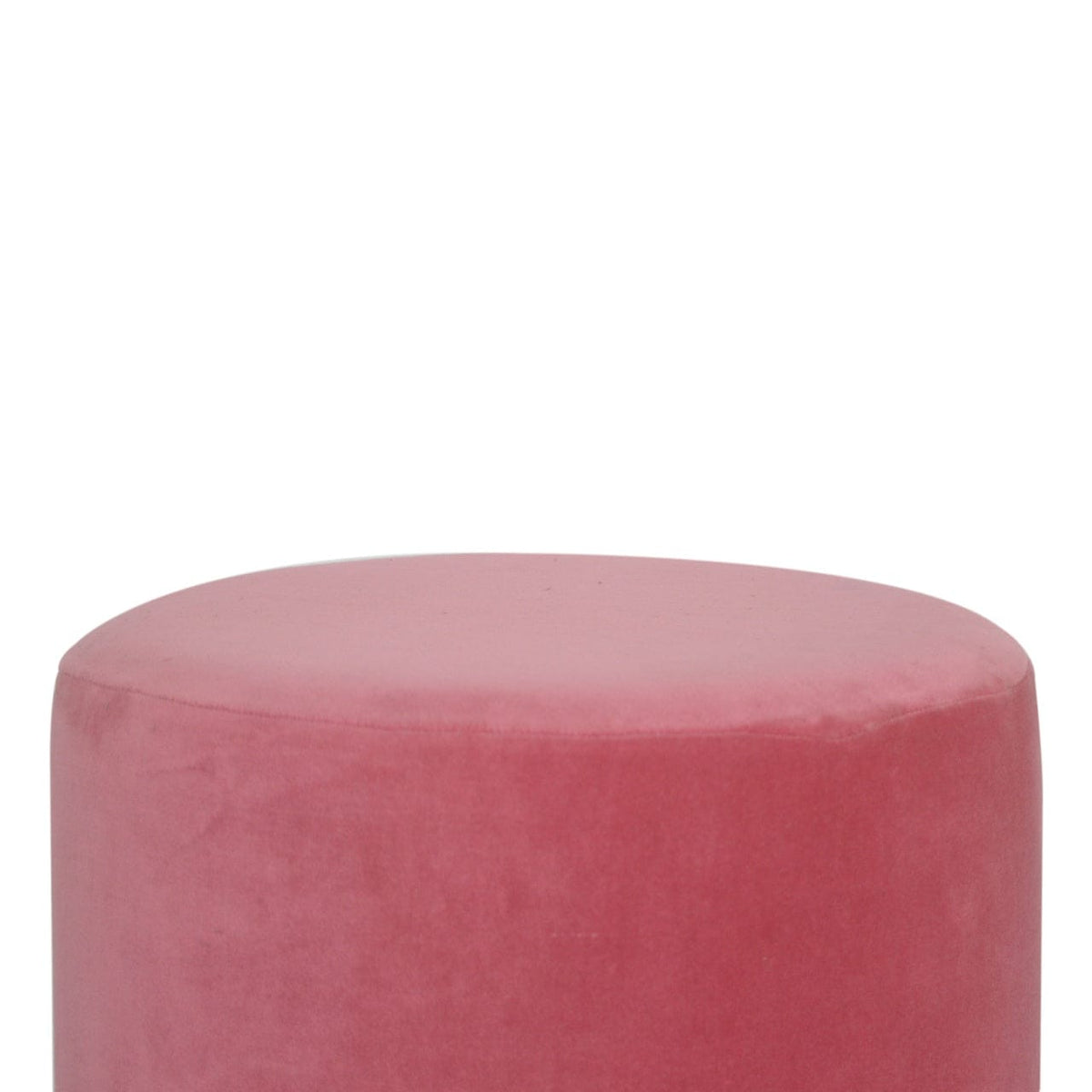 Mid-Century Modern Pink Footstool - Solid Mango Wood Accent Stool for Living Room - product view 4 showing handcrafted...