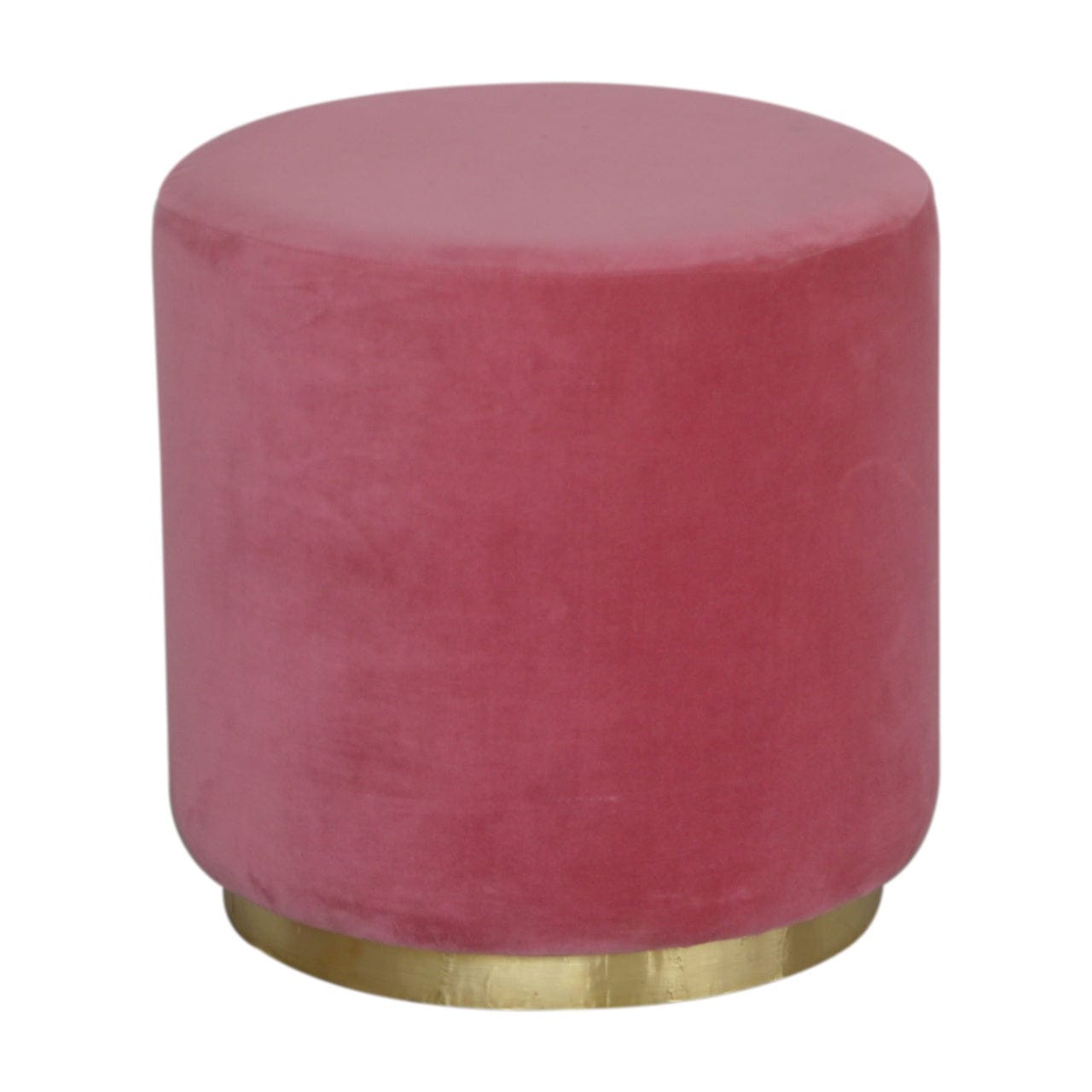 Mid-Century Modern Pink Footstool - Solid Mango Wood Accent Stool for Living Room - product view 2 showing handcrafted...