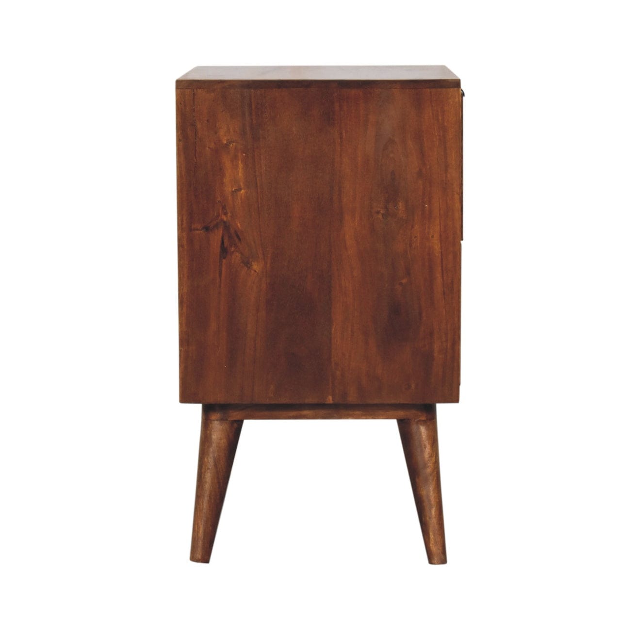 Mid-Century Modern Quad Nightstand - Solid Mango Wood Bedside Table for Bedroom - product view 9 showing handcrafted...