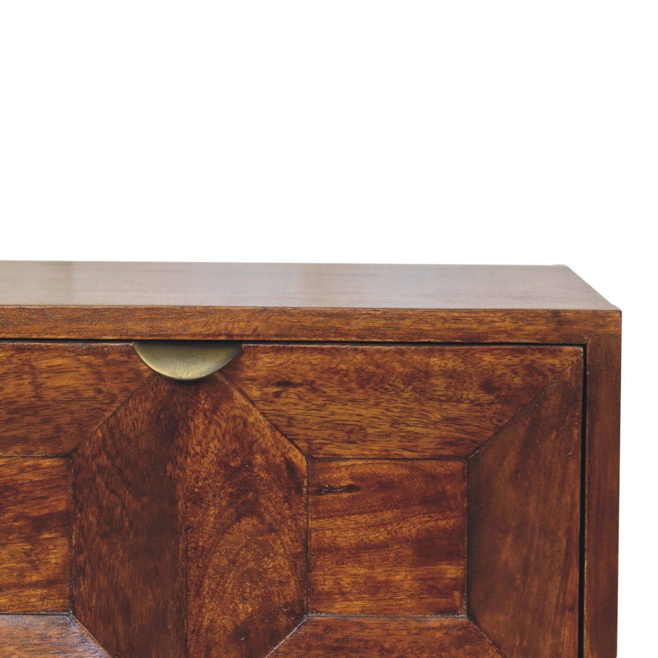Mid-Century Modern Quad Nightstand - Solid Mango Wood Bedside Table for Bedroom - product view 5 showing handcrafted...